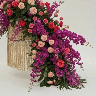 Luxurious wedding floral arrangement with traditional and modern elements in Dubai